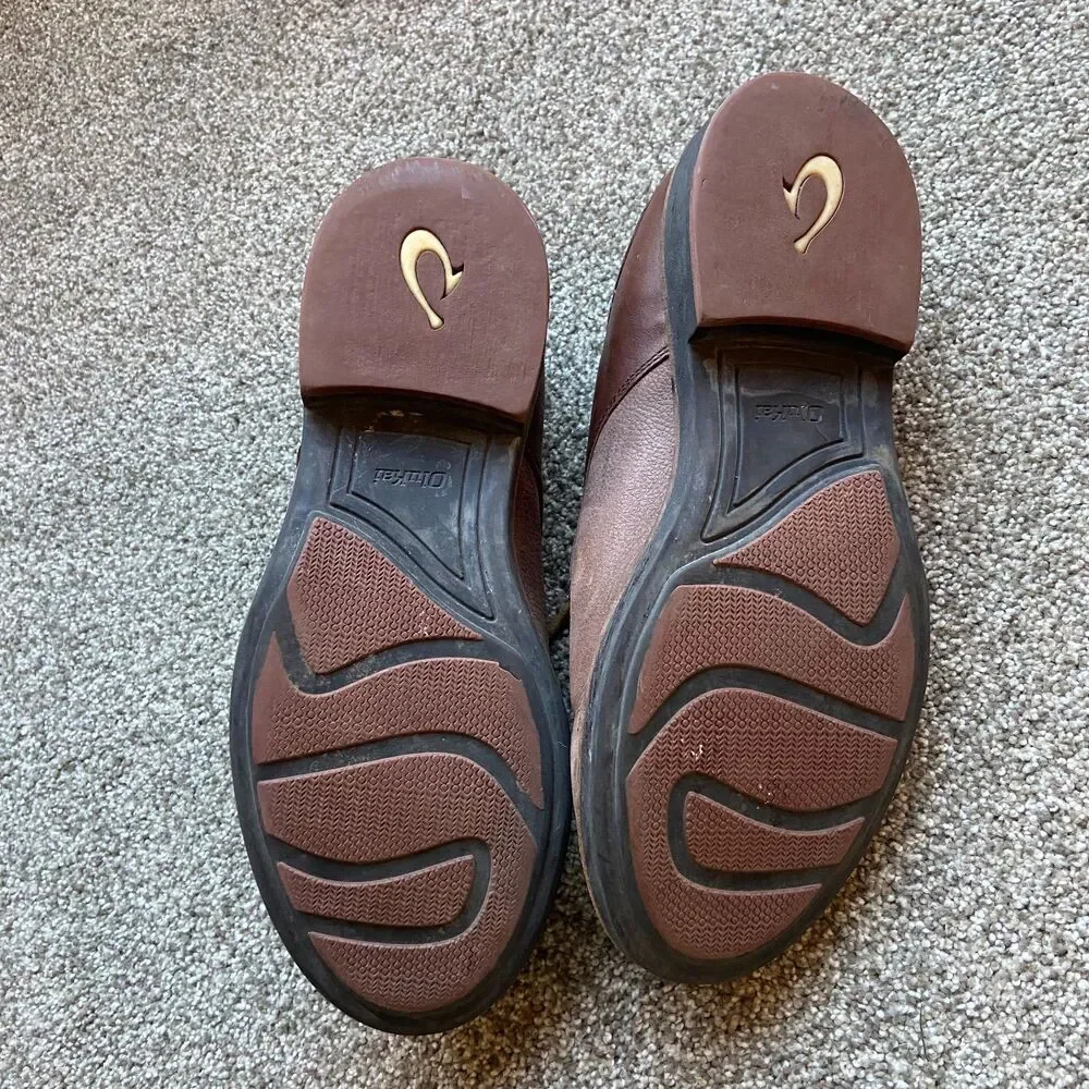OLUKAI MEN'S LEATHER ANKLE BOOTS CHUKKAS SHOES BROWN SIZE 9